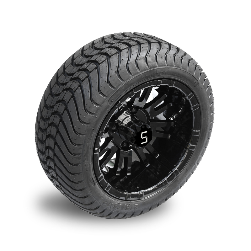 12“ Glanzende Zwarte de Wielen van de Golfkar en 215/35-12 Lage van Profielbanden Assemblage