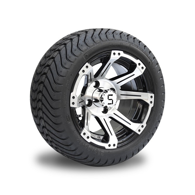 Zwart Aluminium de Karwielen en Banden van het 12 Duimgolf 215 35 12 met 8 Spokes