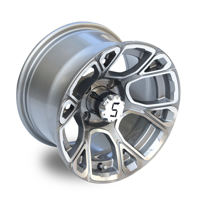 De golfkar 12 Duim bewerkte/Gunmetal-Aluminiumwielen 101.6mm) de Boutpatroon met inbegrip van van Centrumkappen 4x4 (machinaal