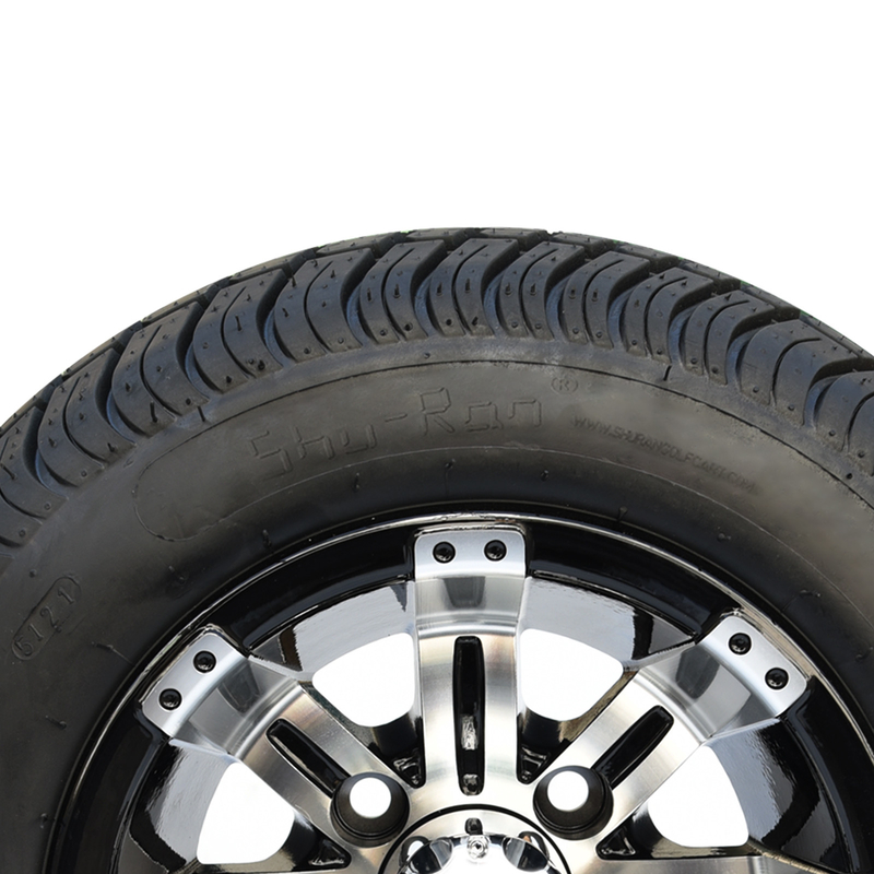205/5010 DOT Low Profile Street Tires en Machinaal bewerkte de Kar van het 10 Duimgolf/Glanzende Zwarte Wielen Combo 4 Geschatte Vouw