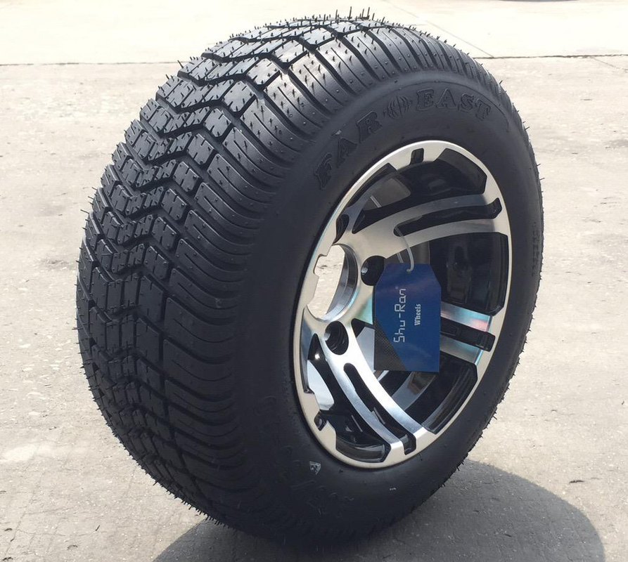 205/5010 DOT Low Profile Street Tires en Machinaal bewerkte de Kar van het 10 Duimgolf/Glanzende Zwarte Wielen Combo 4 Geschatte Vouw
