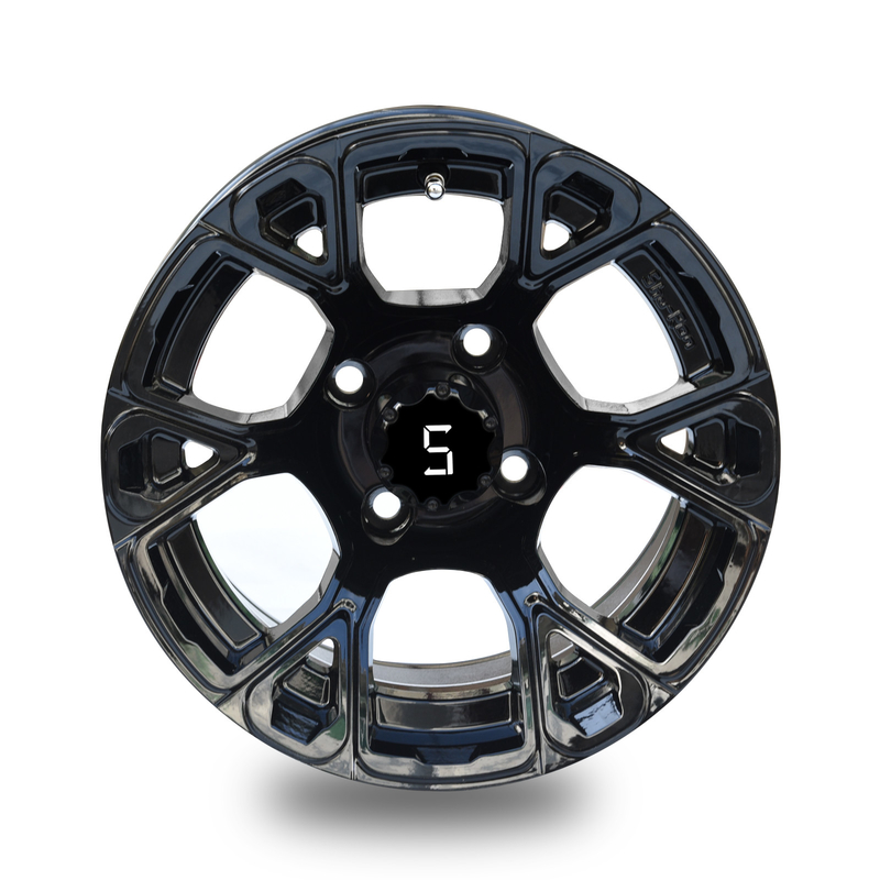 Golfkar 12“ Glanzende Zwarte Rand 6 de Boutpatroon van Spokes 4*4 met inbegrip van Centrum GLB
