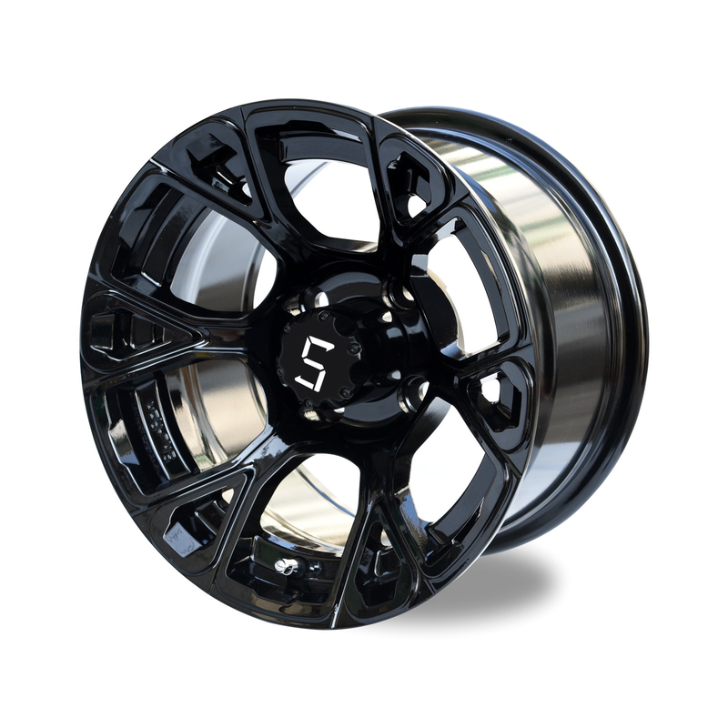 Golfkar 12“ Glanzende Zwarte Rand 6 de Boutpatroon van Spokes 4*4 met inbegrip van Centrum GLB