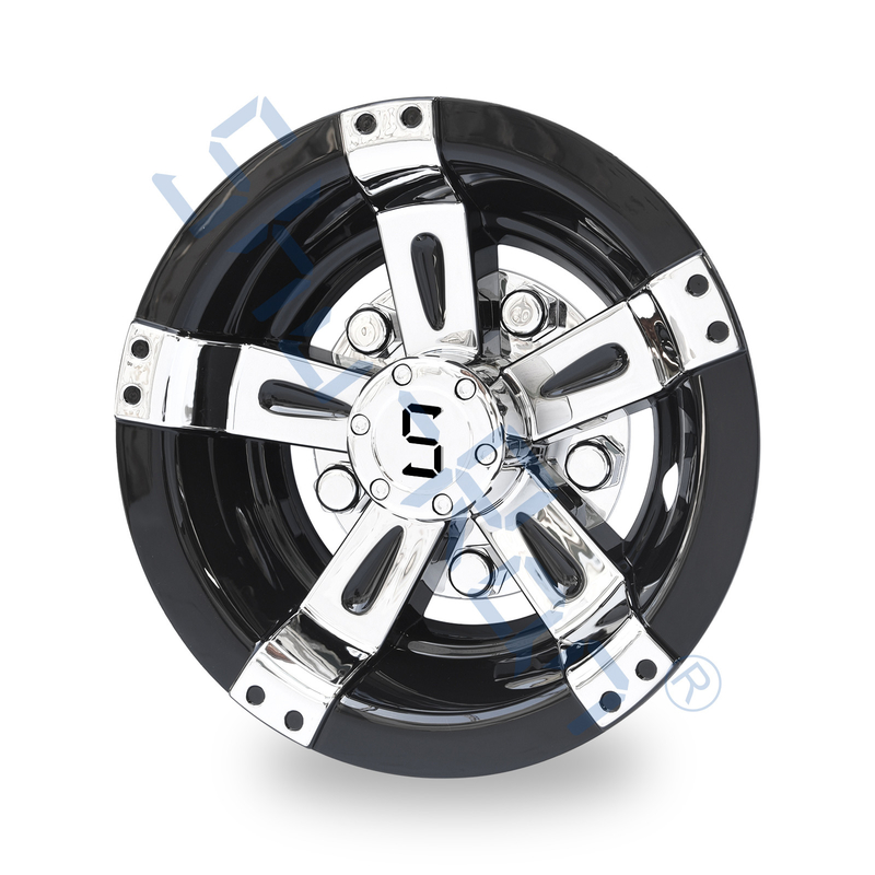 ABS van de golfkar Universele 8/10 van de Plastic Wielduim Dekking - Black&Chrome met s-Embleem (Reeks van 4)