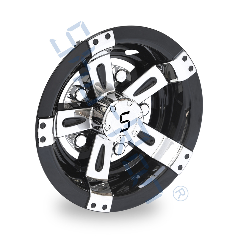 ABS van de golfkar Universele 8/10 van de Plastic Wielduim Dekking - Black&Chrome met s-Embleem (Reeks van 4)